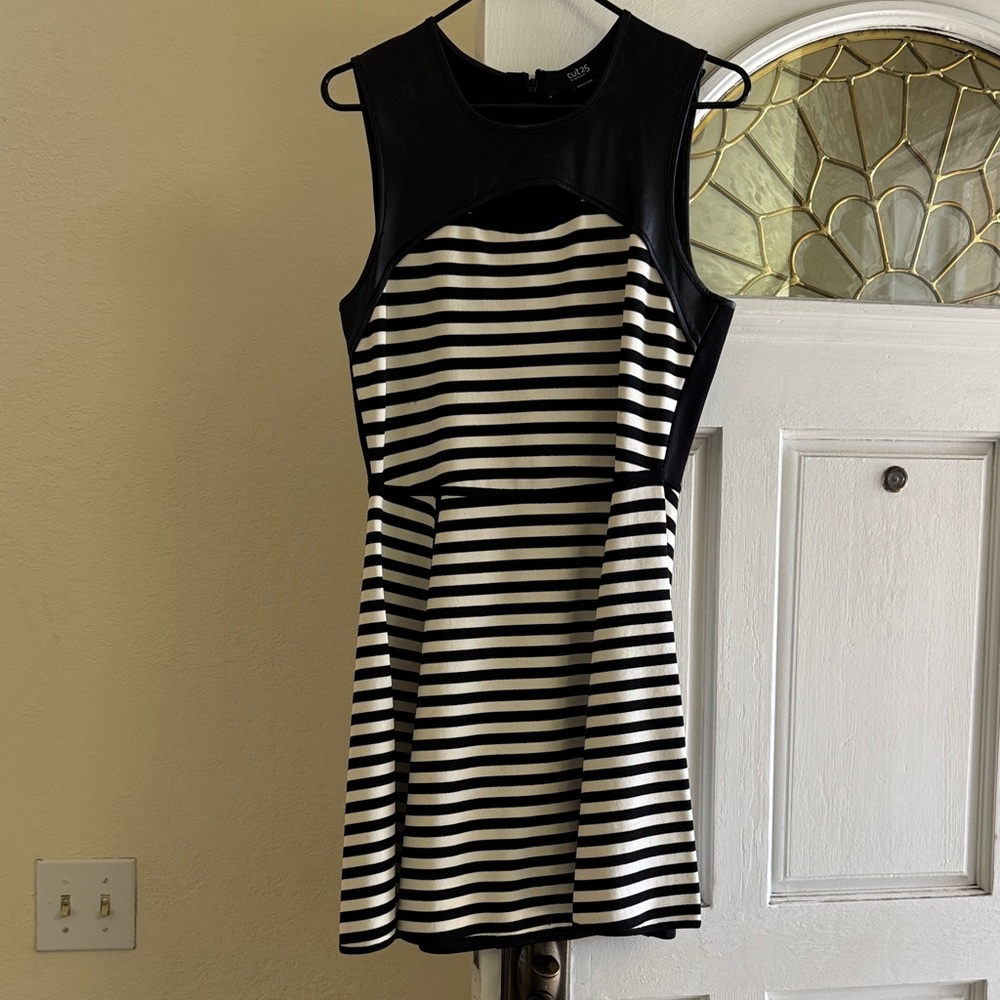 Cut25 by Yigal Azrouel Black and White Striped Mini Dress